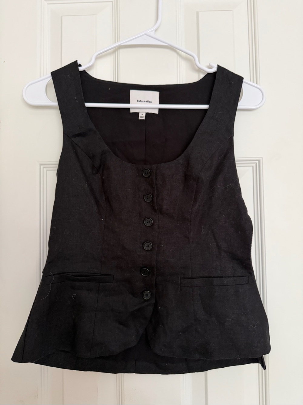 Reformation Black Delanie Linen Top - Picture 2 of 2